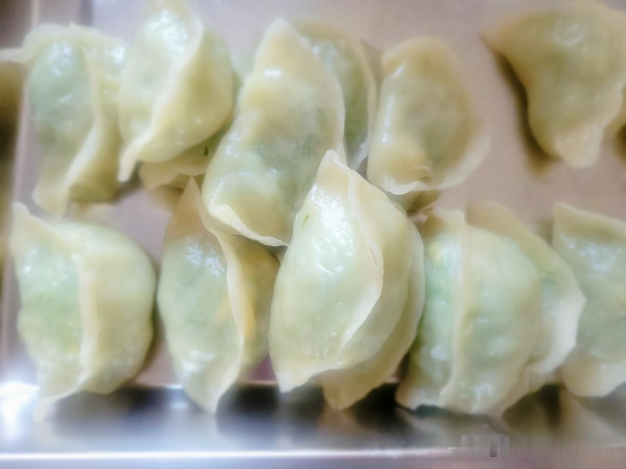 昨晚破天荒晚饭吃了很多，包的西葫芦鸡蛋粉条馅和水萝卜猪肉粉条馅蒸饺太好吃。虽