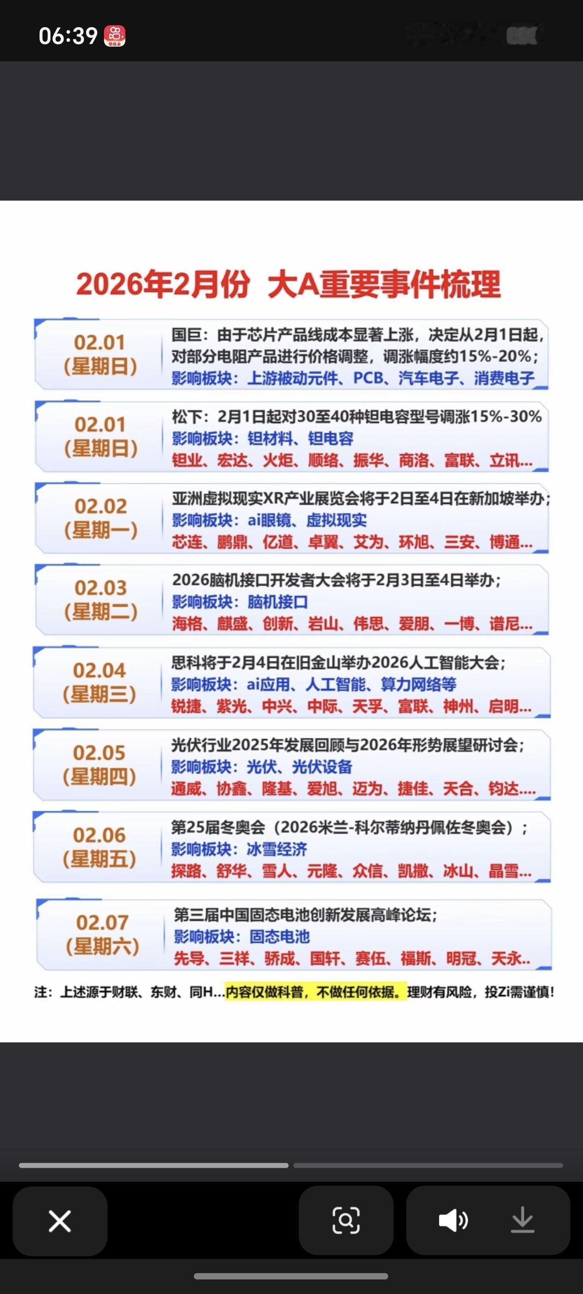 2月份投资日历：财经大事件前瞻！主要题材涉及：国产芯片，虚拟现实，脑机接口，
