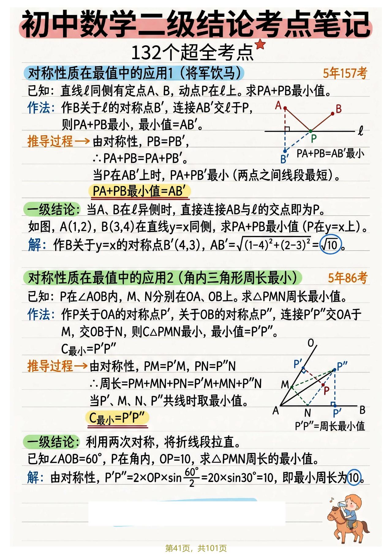 中考超全132个二级结论——将军饮马