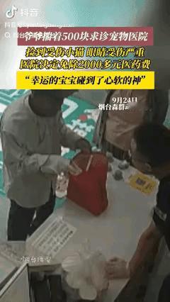 “这才是遇见心软的神！”山东烟台，80多岁大爷穿着破旧衣服，抱着受伤小猫走进宠物