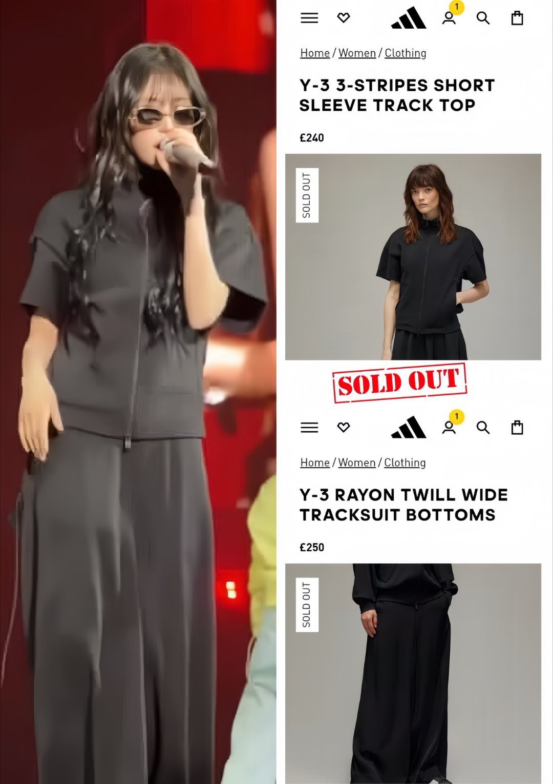 1️⃣Ahyeon在新加坡演唱会试音环节所穿的AdidasY-3三条纹短袖运动