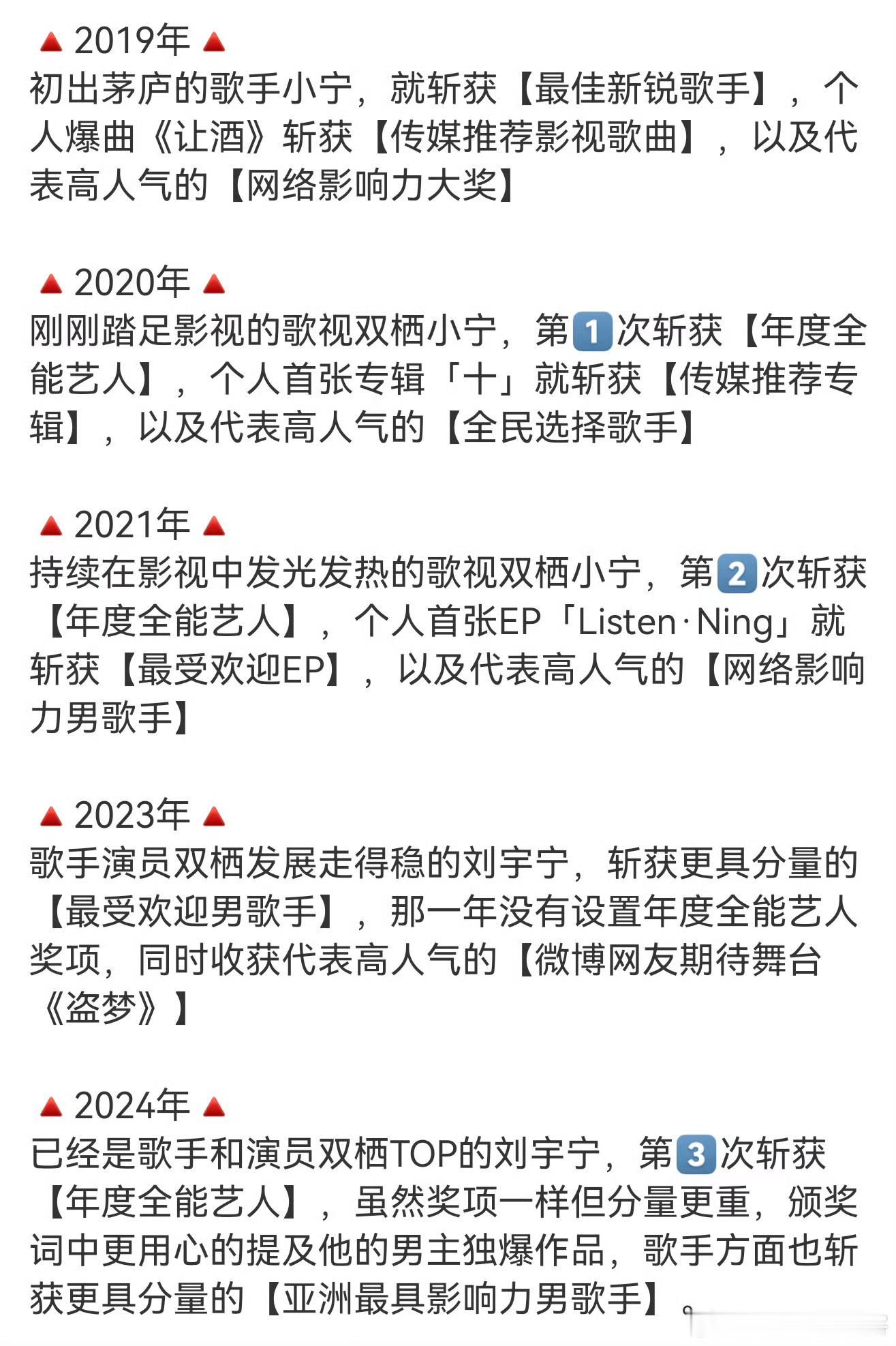 刘宇宁东方风云榜官宣合订本看起来好爽啊受邀6届，7年已累积13个奖‼️从歌坛到影