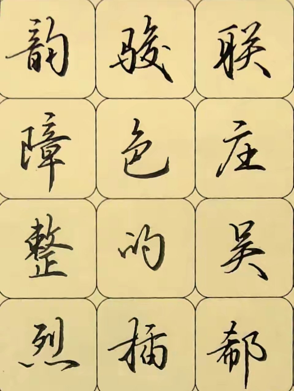 “漂亮的手写字体，每天练习，行书常用字例书写，跟练版。”