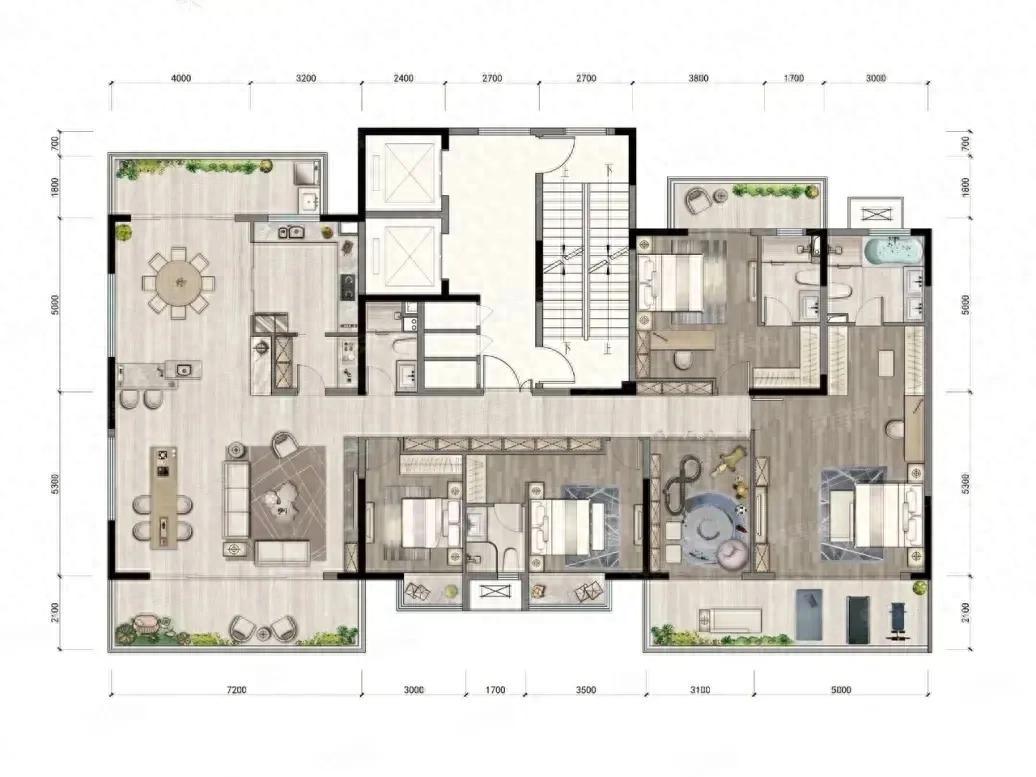 286.95㎡的房子可能展现了奢华的现代大平层的设计方式，很有个性，比较实用。
