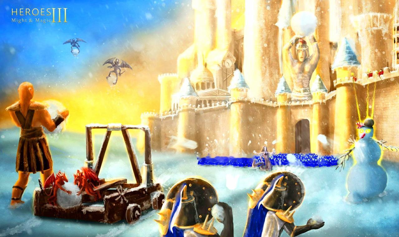 《英雄无敌3》泰坦的冬天，用匹克杰姆零压力通关！小编好久没玩这张图了，看到吧