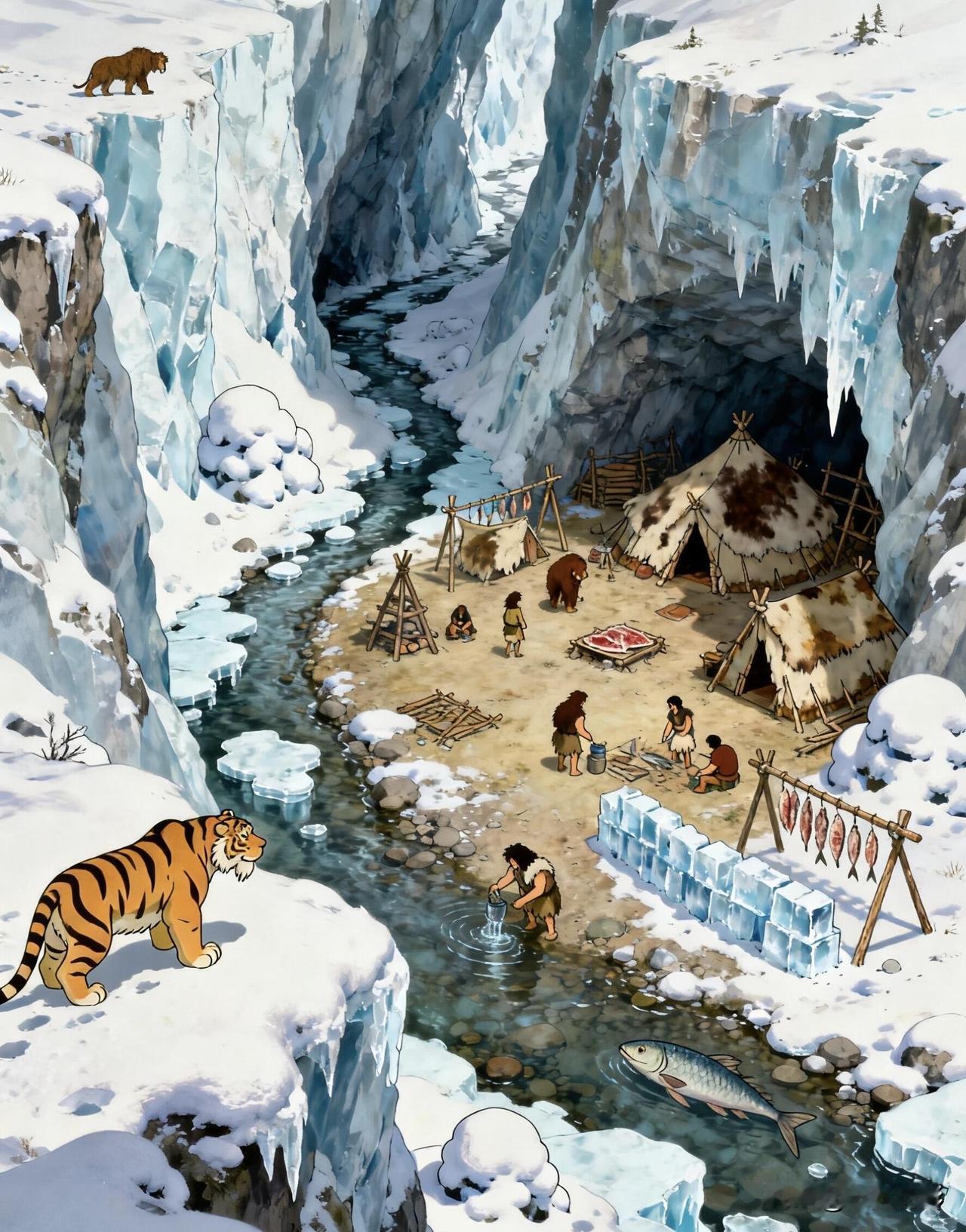 好有趣😁重返远古冰河时代｜你会选择哪个部落生活？原始人冰河的风光之旅