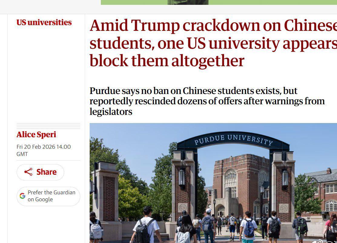 美国教育的现状就是既想要你的钱又不想要你学到任何知识。英国报道，美国普渡大学拒绝