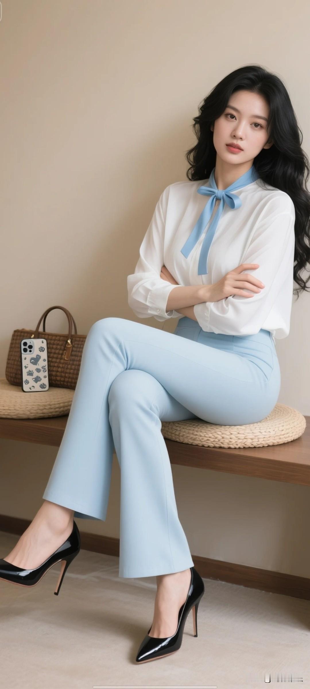 什么样的穿搭可以成为气质女神?优雅蓝调，复古风穿搭，轻松自在