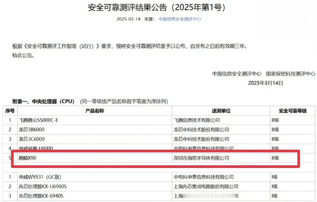 华为自研电脑芯片-海思X90通过最高安全认证[赞]3月14号，中国信息安全测评