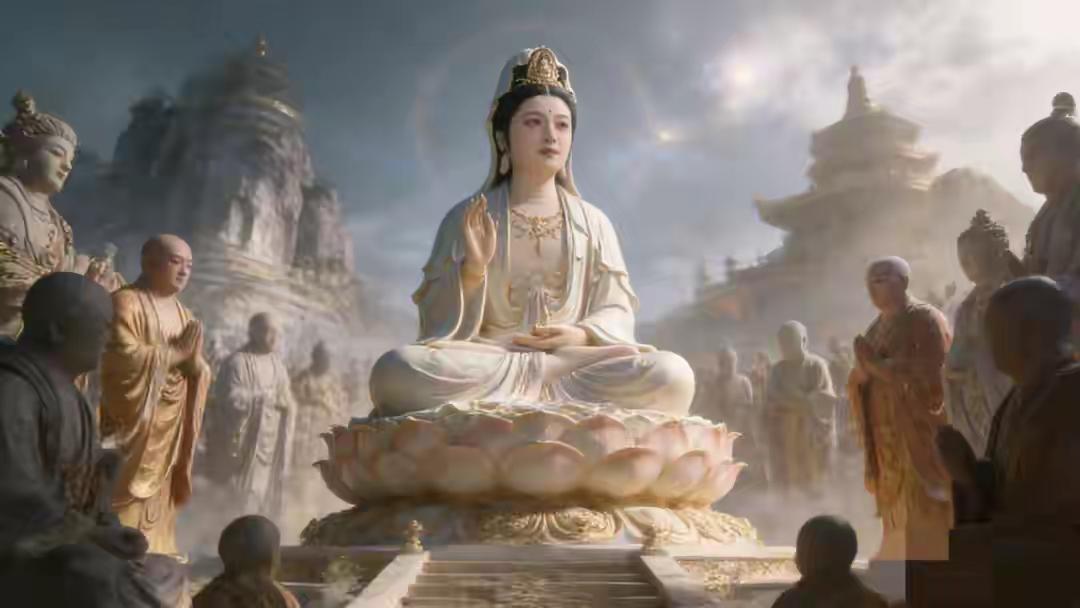 观音度尽天下，唯独度不了自己南海落伽山，紫竹林烟霞万古不散，潮音洞莲香漫溢