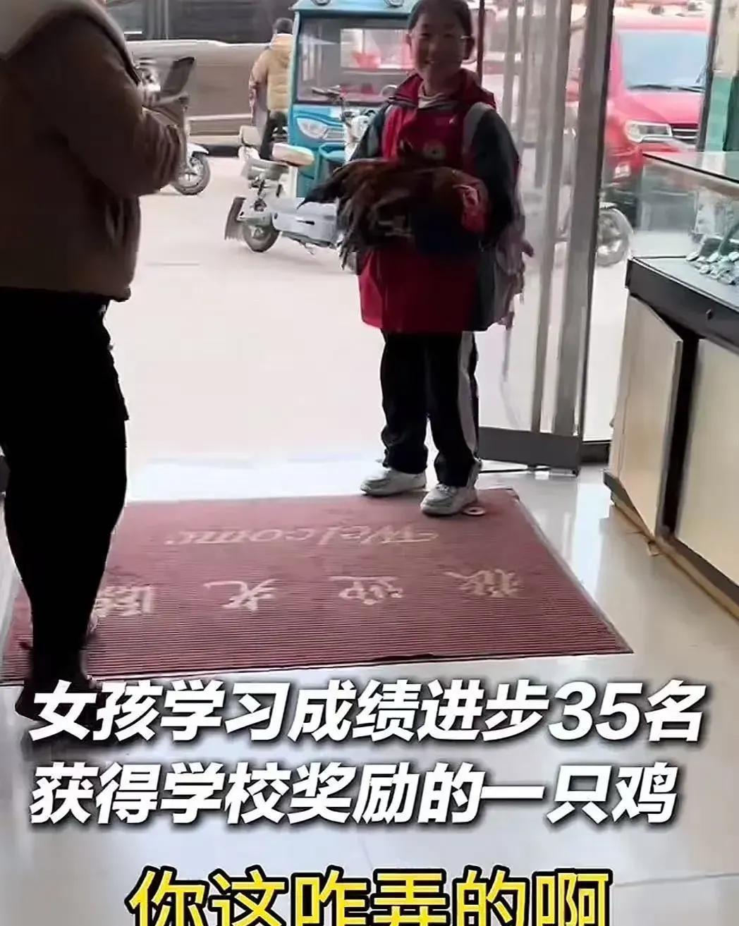 江苏徐州，女儿放学回家抱着一只鸡，妈妈看愣了，以为女儿是路上顺的，那要赶紧还给人