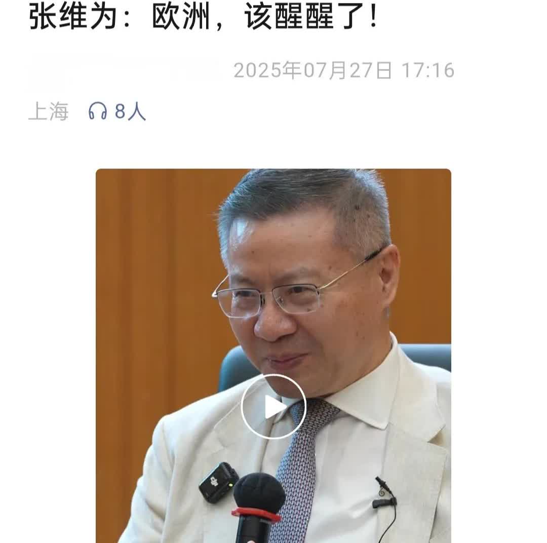 张维为教授：欧洲，该醒醒了。站在张维为的教授的角度看，他是一个十分清醒的人，