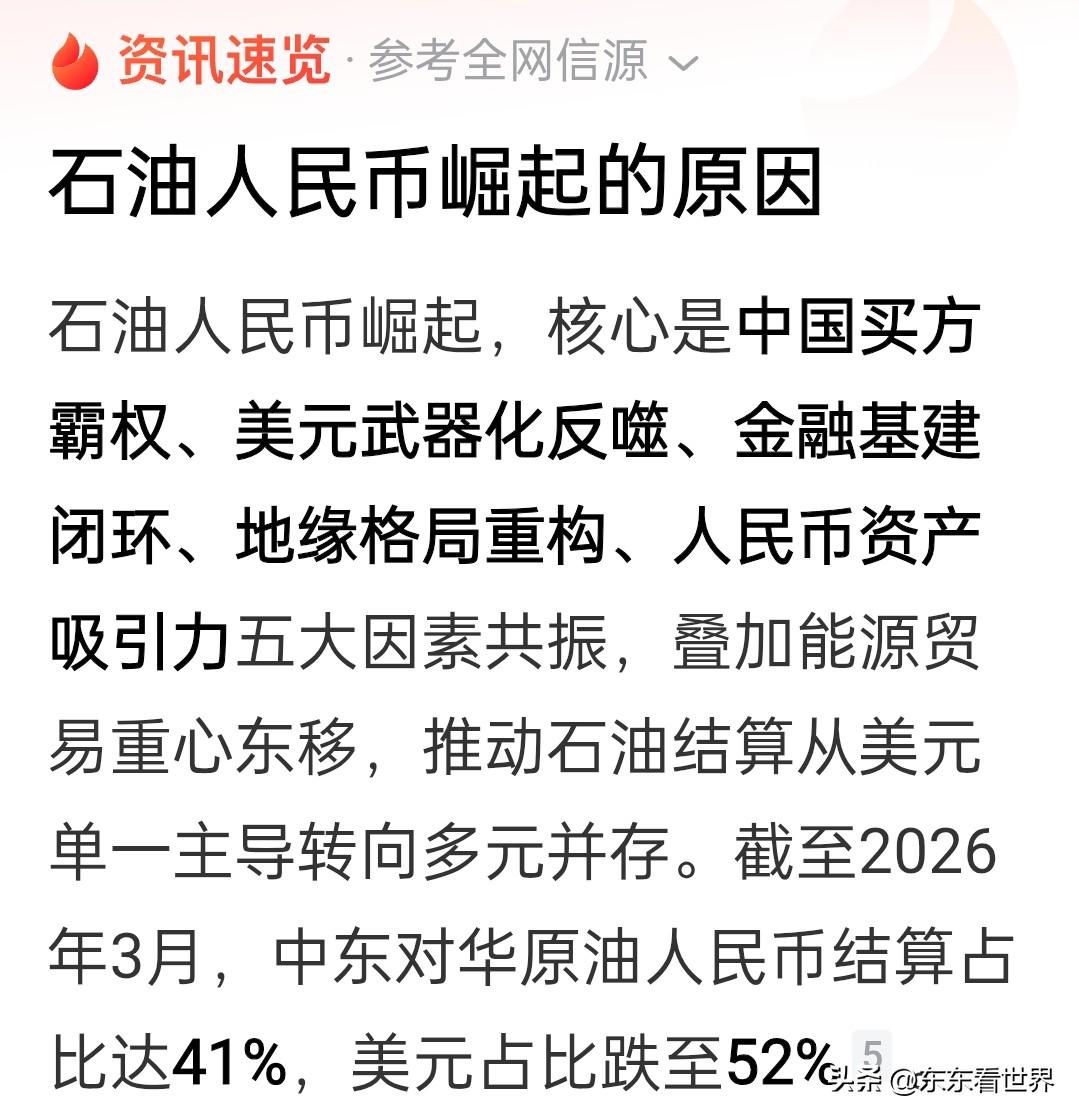 石油人民币快速逼近石油美元，背后是美债信用下降和人民币资产价值快速上升。最新