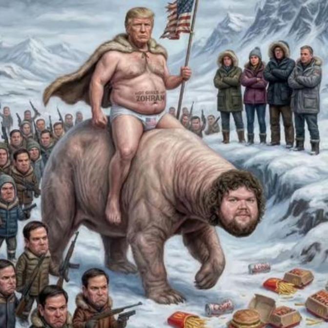 外网笑不活了！特朗普“御驾亲征”格陵兰岛的漫画疯传，千军万马簇拥的架势堪比史诗大