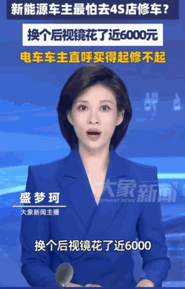 “真是修不起了。”一位新能源车主仅仅因为倒车时不慎剐蹭了一下后视镜，就收到了一张