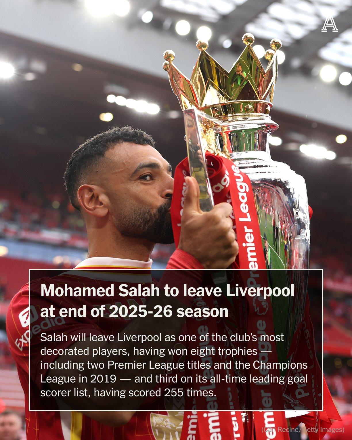 【萨拉赫告别红军】北京时间3月25日，利物浦官方与球星穆罕默德·萨拉赫同步发布声