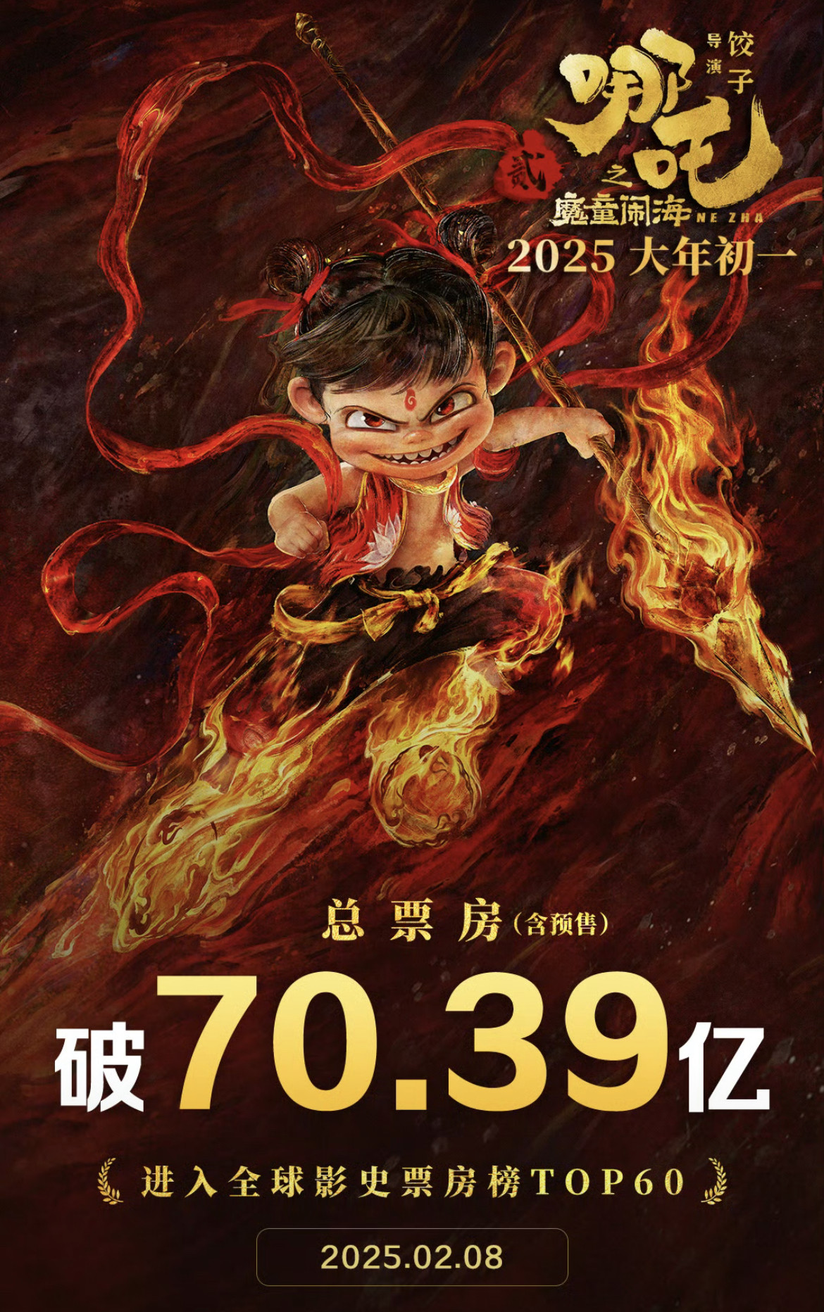 《哪吒之魔童闹海》票房破70亿