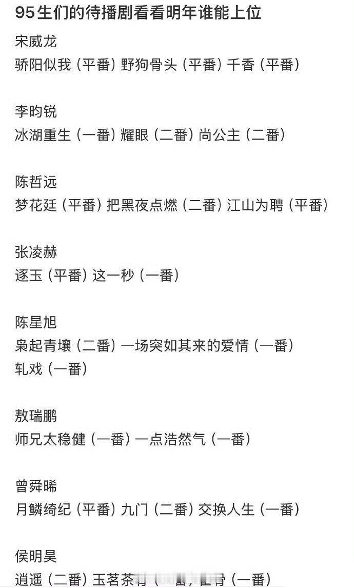 有存货的95生，想看哪部？