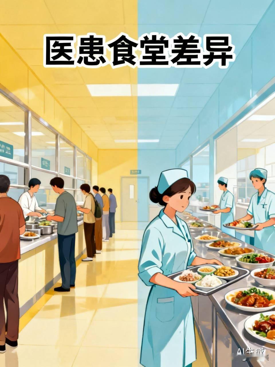 医生和患者不在一个食堂吃饭，能理解；饭菜质量却不一样，这让人怎么咽得下去？去