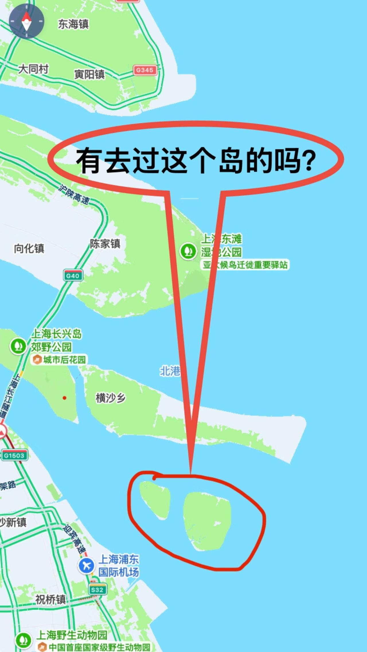 本来只是找下浦东机场的位置，没想到却被它旁边两个小岛吸引住了。如此大的岛竟然