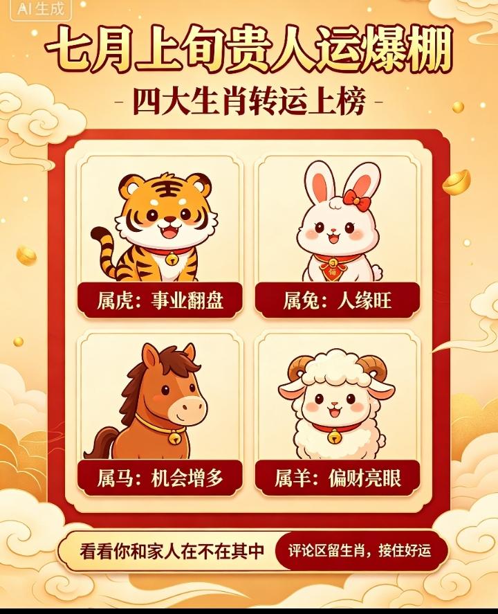 七月上旬贵人扎堆！四大生肖转运，苦尽甘来一路顺！！上半年很多人诸事不顺