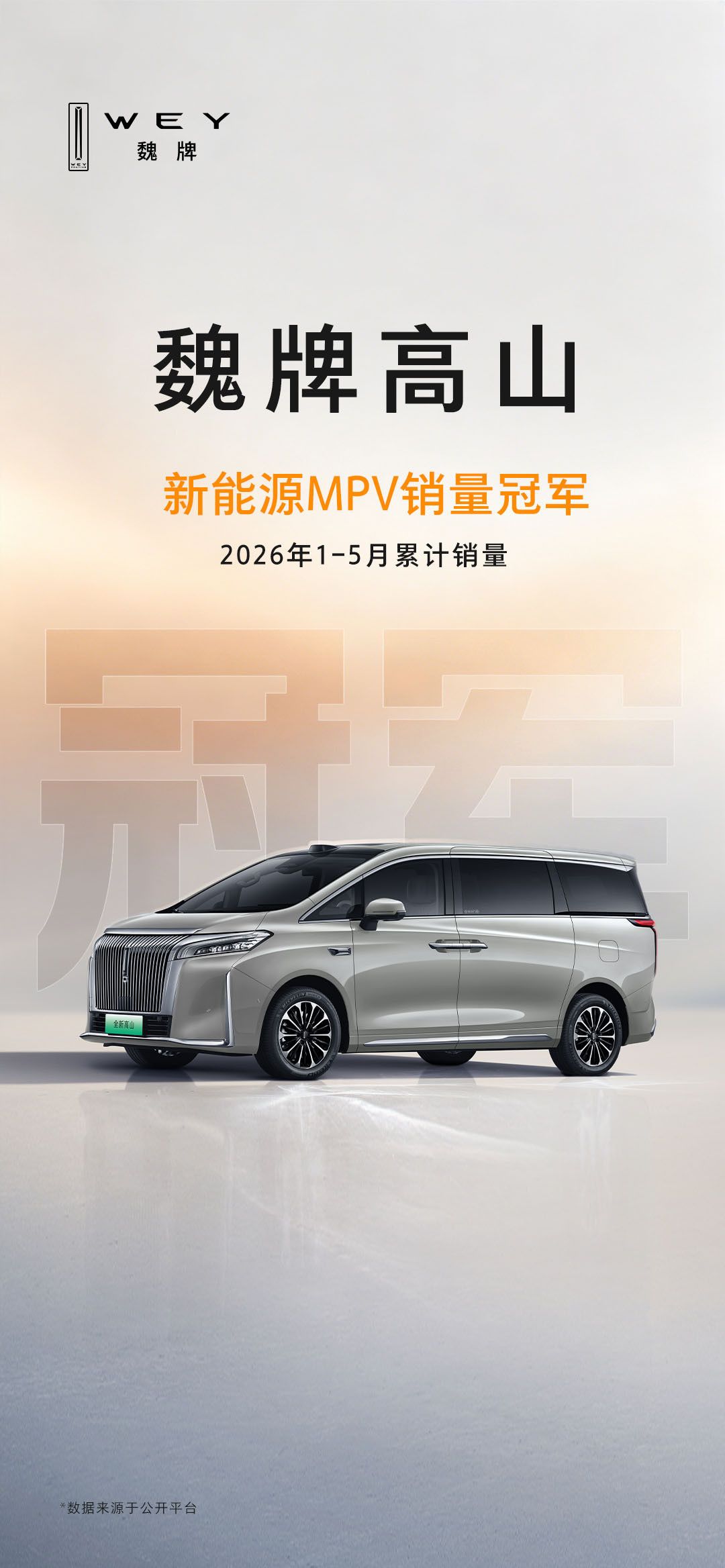 魏牌高山这么猛吗？魏牌高山拿下了2026年1-5月新能源MPV累计