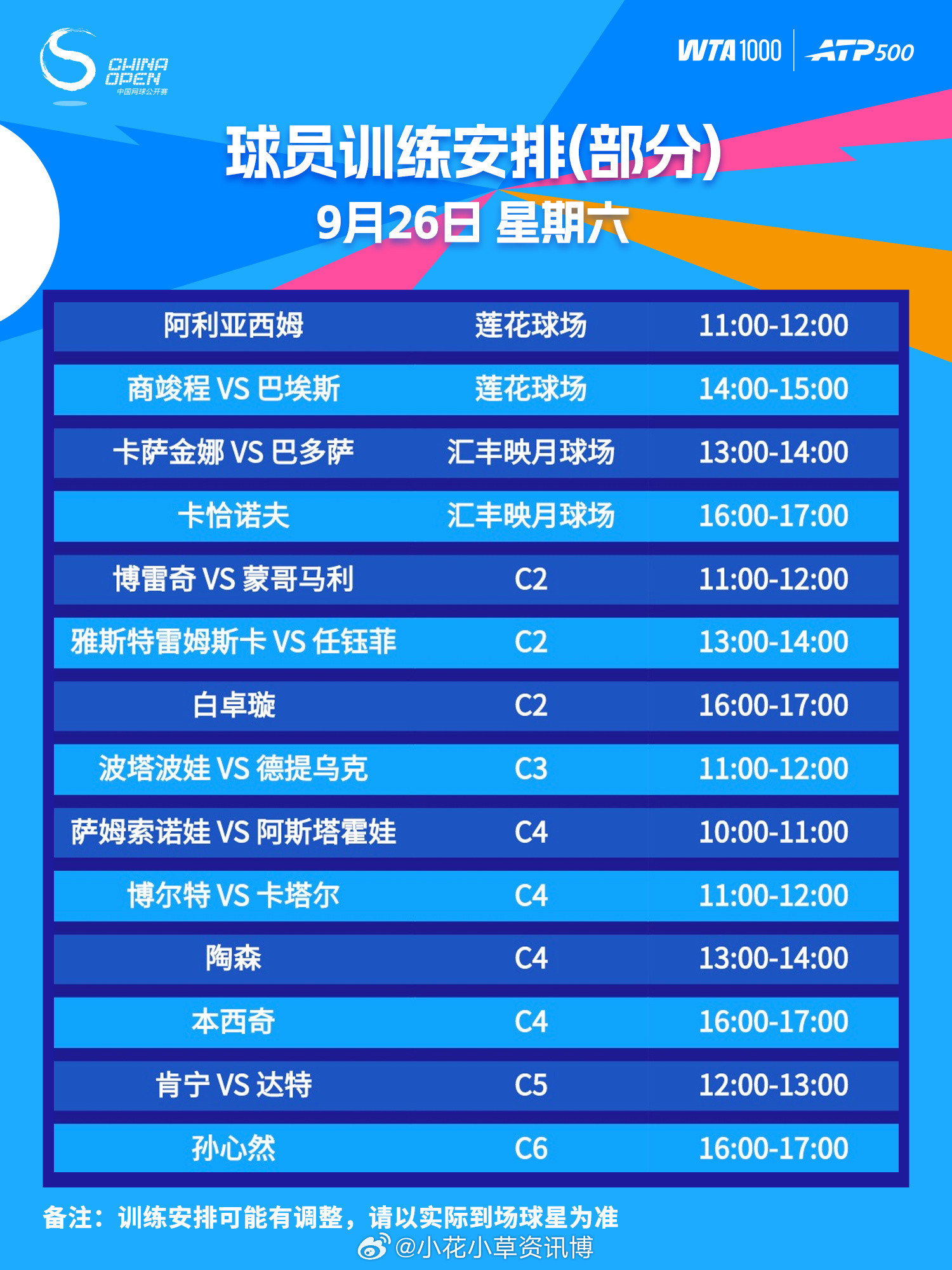中网9月26日训练安排​​​
