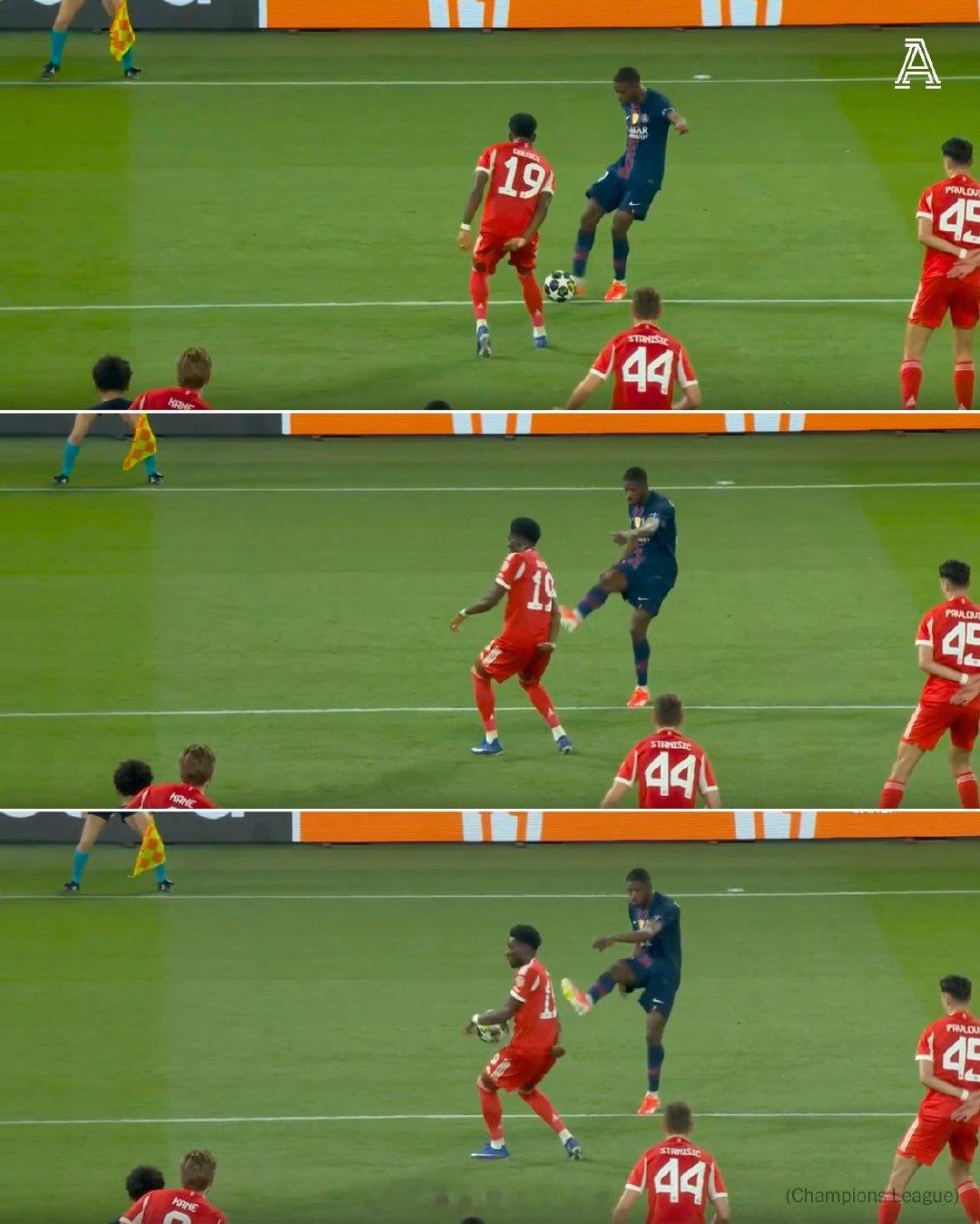 【欧冠争议判罚：阿方索戴维斯手球犯规】巴黎5比4拜仁创下多项纪录，比赛其中一个争