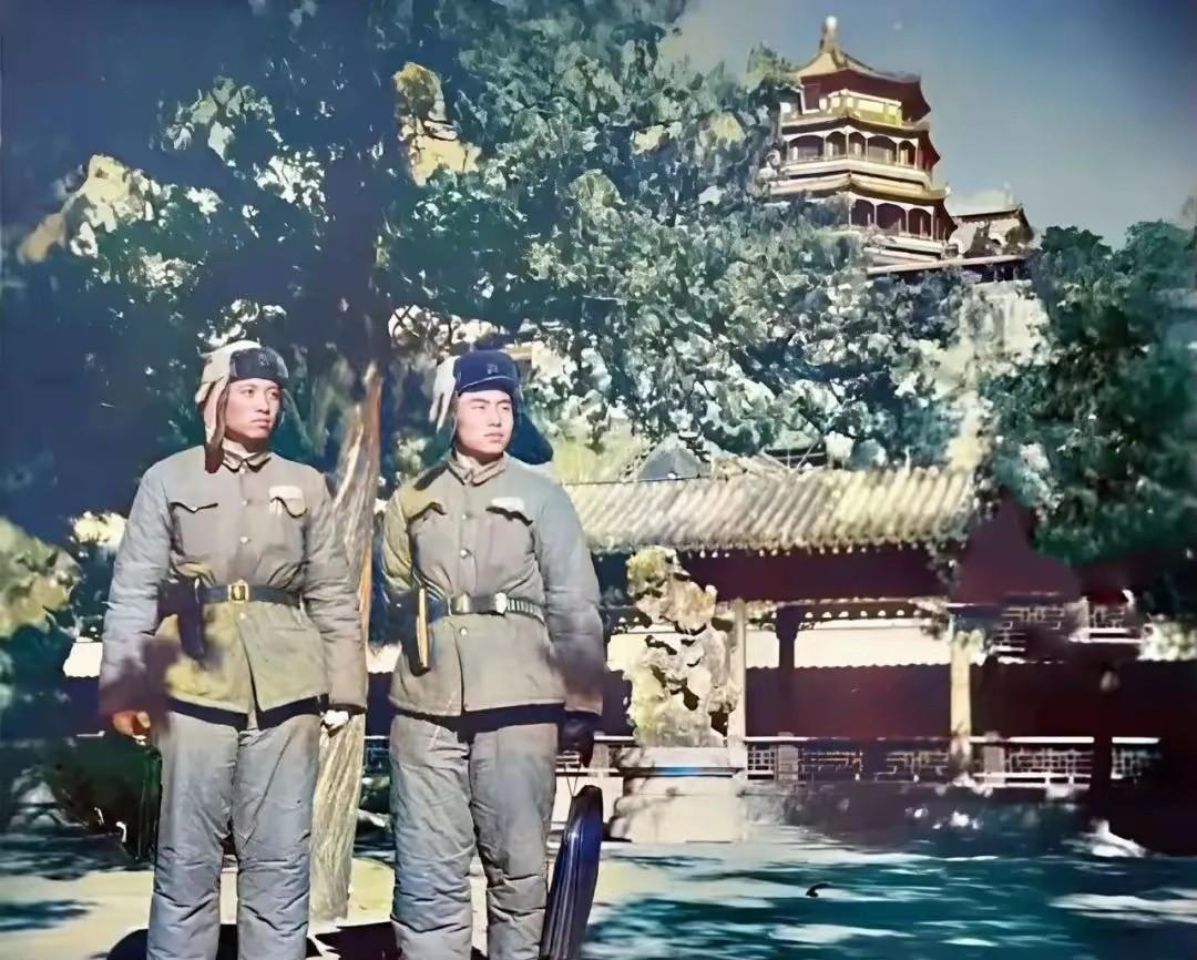 这不可能是1956年，因为那时我军已经完成了授衔工作。解放军有了领章和帽徽。所以
