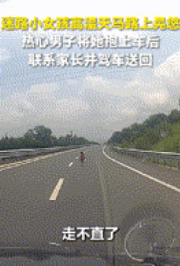 “登上人民日报了！”江西赣江，一名男子驾车在路上行驶，发现前方路中央有个小黑影，