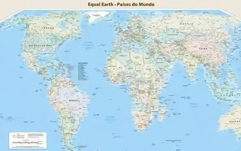 新版世界地图，韩国给缩没了！其实，这是新版世界地图换了投影方式，让高纬度国家