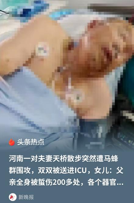 河南汝州，70多岁老汉和老伴吃完饭，两口子手牵手出去遛弯。经过人行天桥时，飞过来