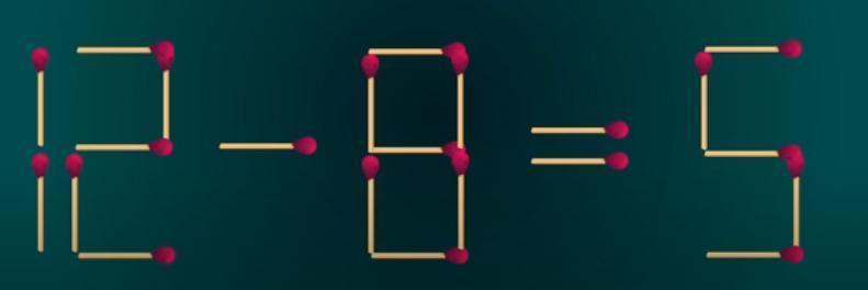 这是一道藏着精妙逻辑的火柴棒谜题——画面中“12-8=5”的等式