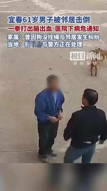 你敢信？就因为说邻居家狗没拴绳，宜春一位61岁大叔被一拳打脑出血！家属说