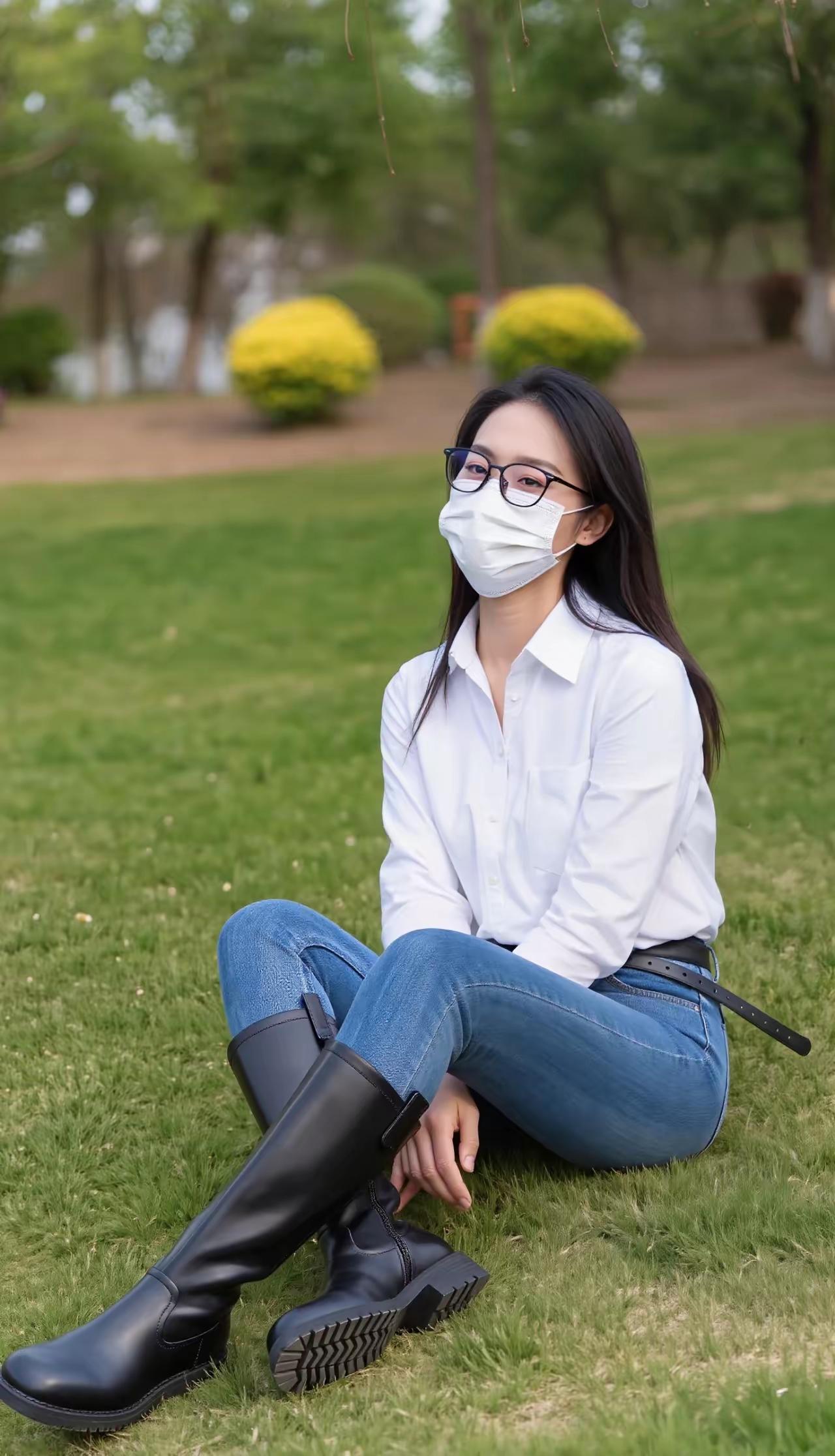什么样的穿搭可以成为气质女神?草地上安心的呆着，也许也是一种幸福吧