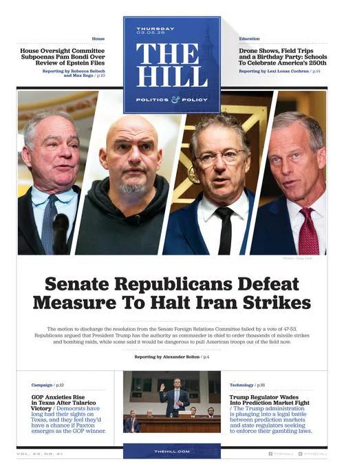 共和党已经变成特朗普“一个人的党”，他真的是说一不二。《国会山报》头版报道称，