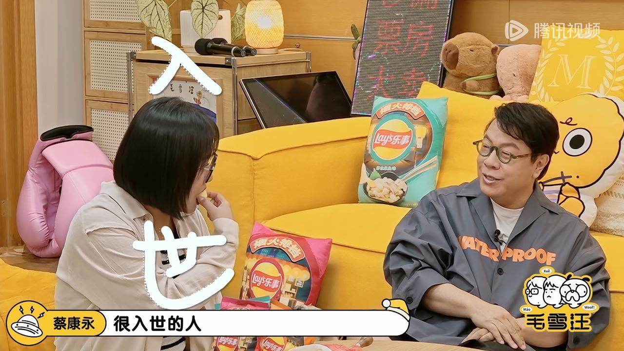 有一次，蔡康永看到李雪琴化着淡妆，留着直短发，就说她跟上一次见面判若两人。毛不易