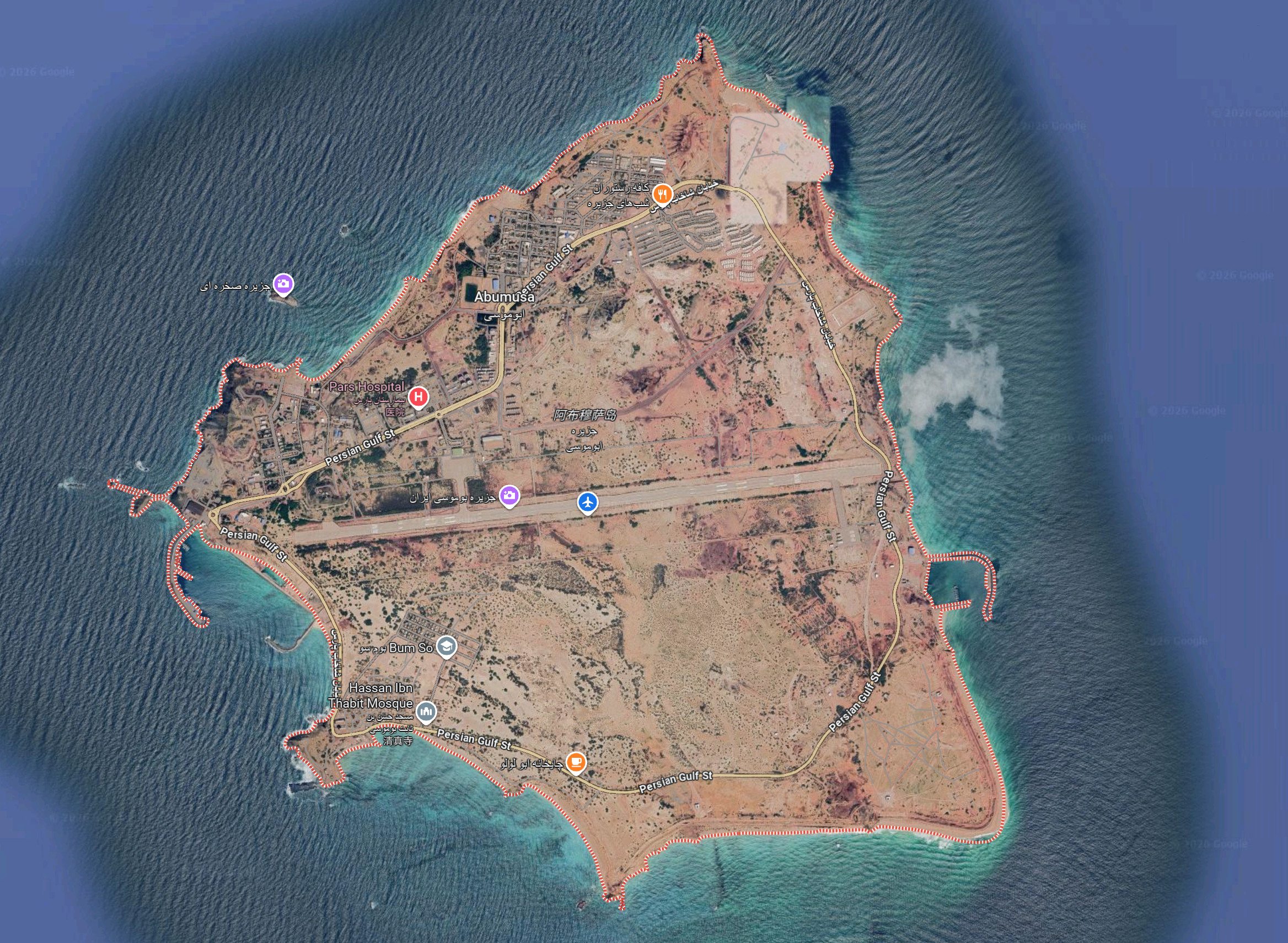 🔻美军可能的另一个冲滩目标：阿联酋声称拥有主权的战略岛屿阿布穆萨岛及其附近两个