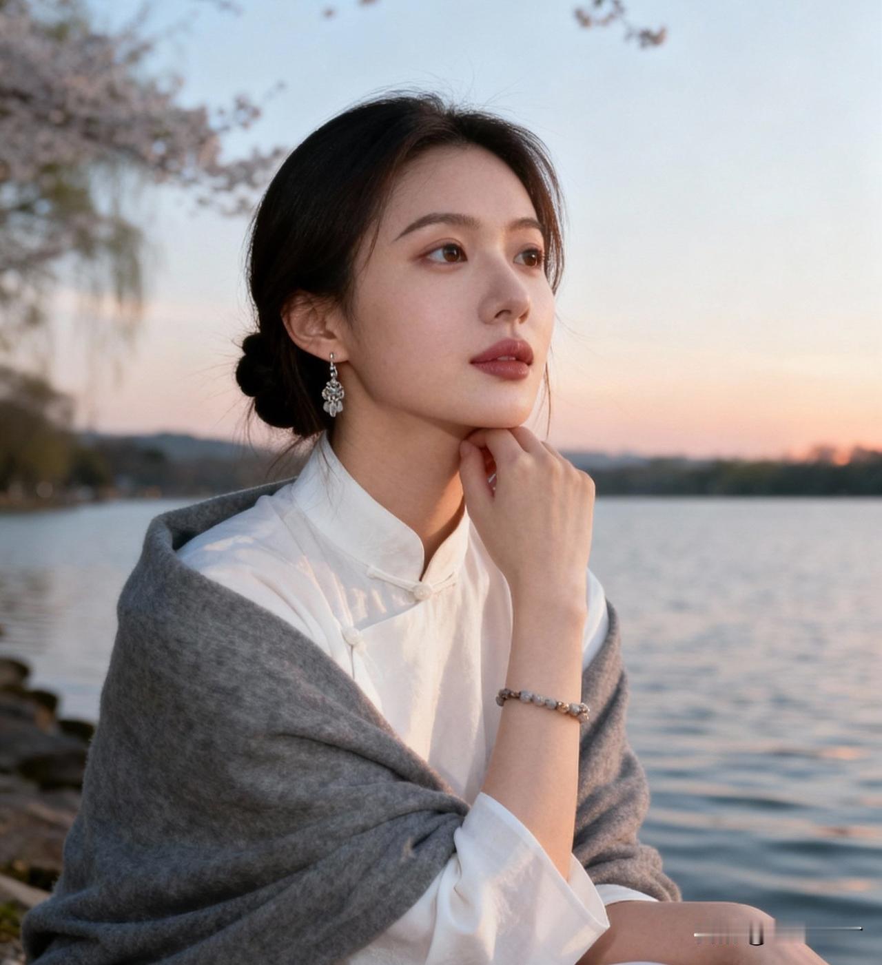 湖畔思悠远，花影映流年。