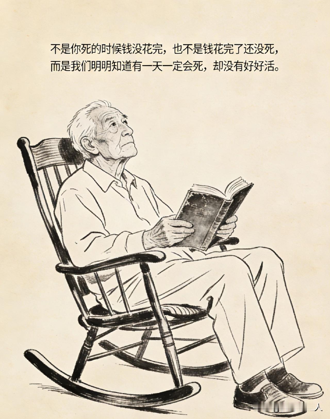很通透的一段话：不是你死的时候钱没花完，也不是钱花完了还没死，而是我们明明知道