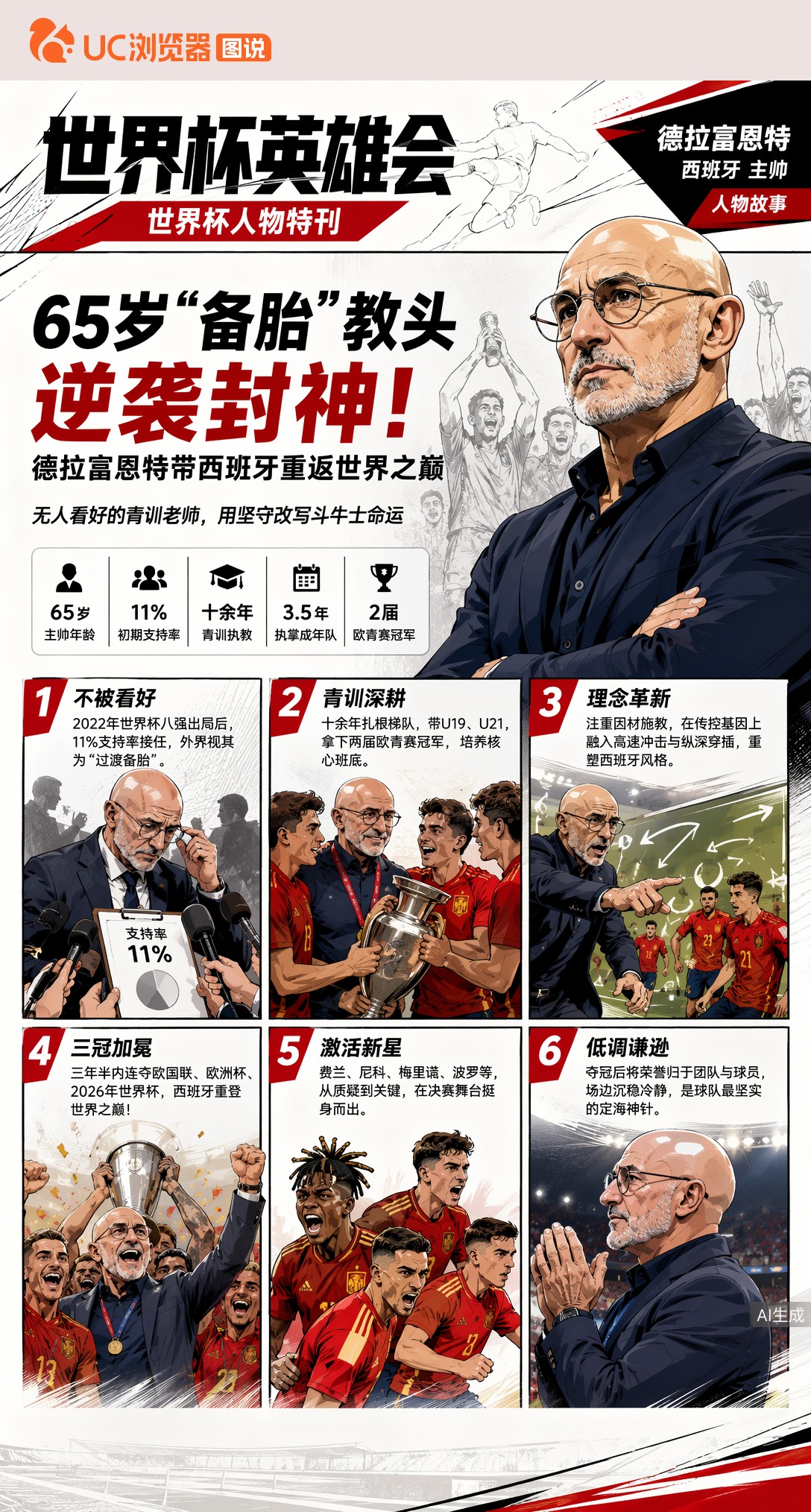 65岁"备胎"教头逆袭封神！德拉富恩特带西班牙重返世界之巅
