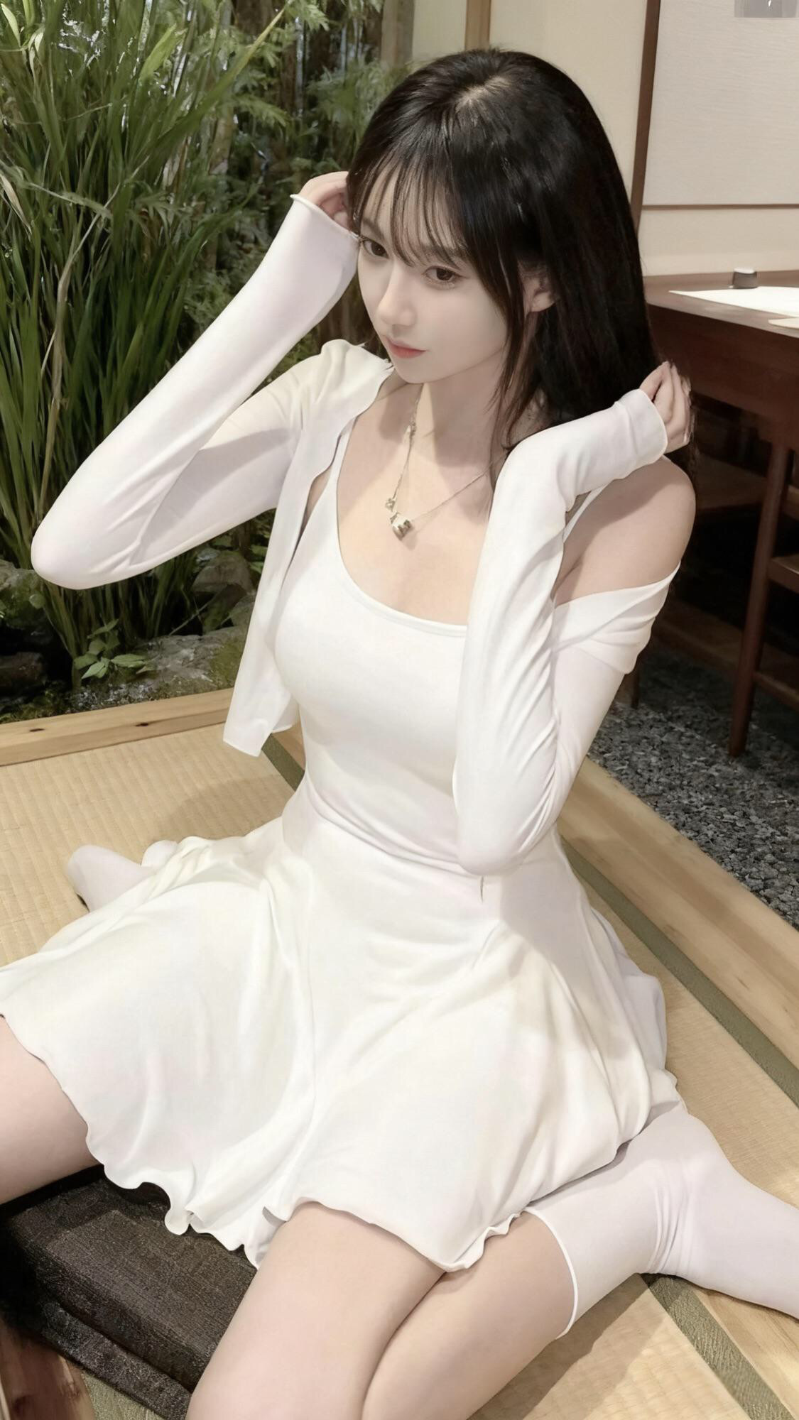 身着白裙，静享时光里的恬淡。