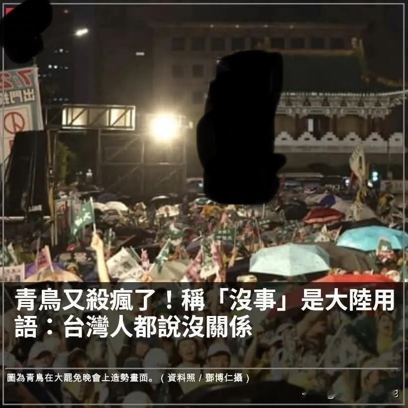 台湾岛上的绿蛤蟆党侧翼青鸟是不是都没有读书呢？他们居然出征“没事”这个词。没事跟