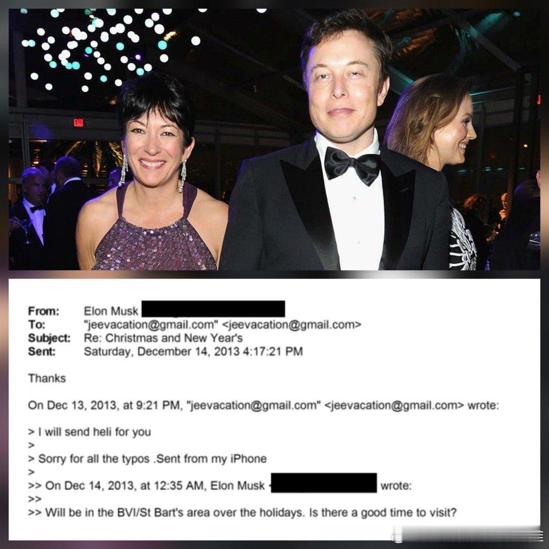 新的爱泼斯坦档案显示，在爱泼斯坦因恋童癖罪被定罪后，埃隆·马斯克在2013年