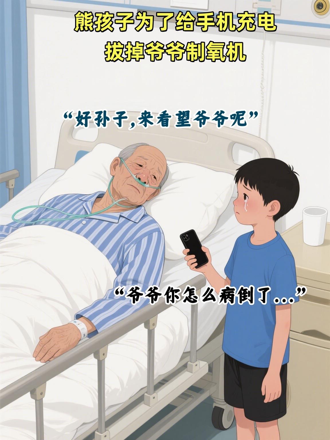 爷爷：孙子你再不走，爷爷就走了！