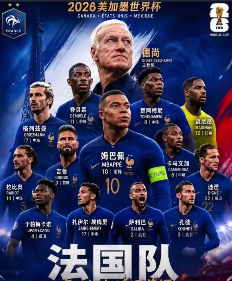 翻看了一下法国队本赛季世界杯的阵容，真是惊掉下巴，夺冠热门的阿根廷，西班牙，巴西