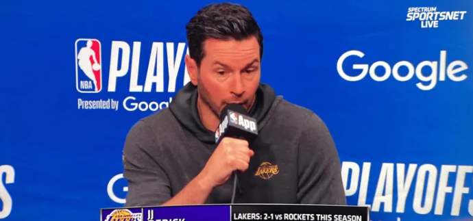 NBA季后赛，湖人对阵火箭。湖人主帅JJ-雷迪克接受了记者采访，谈到了湖人本周