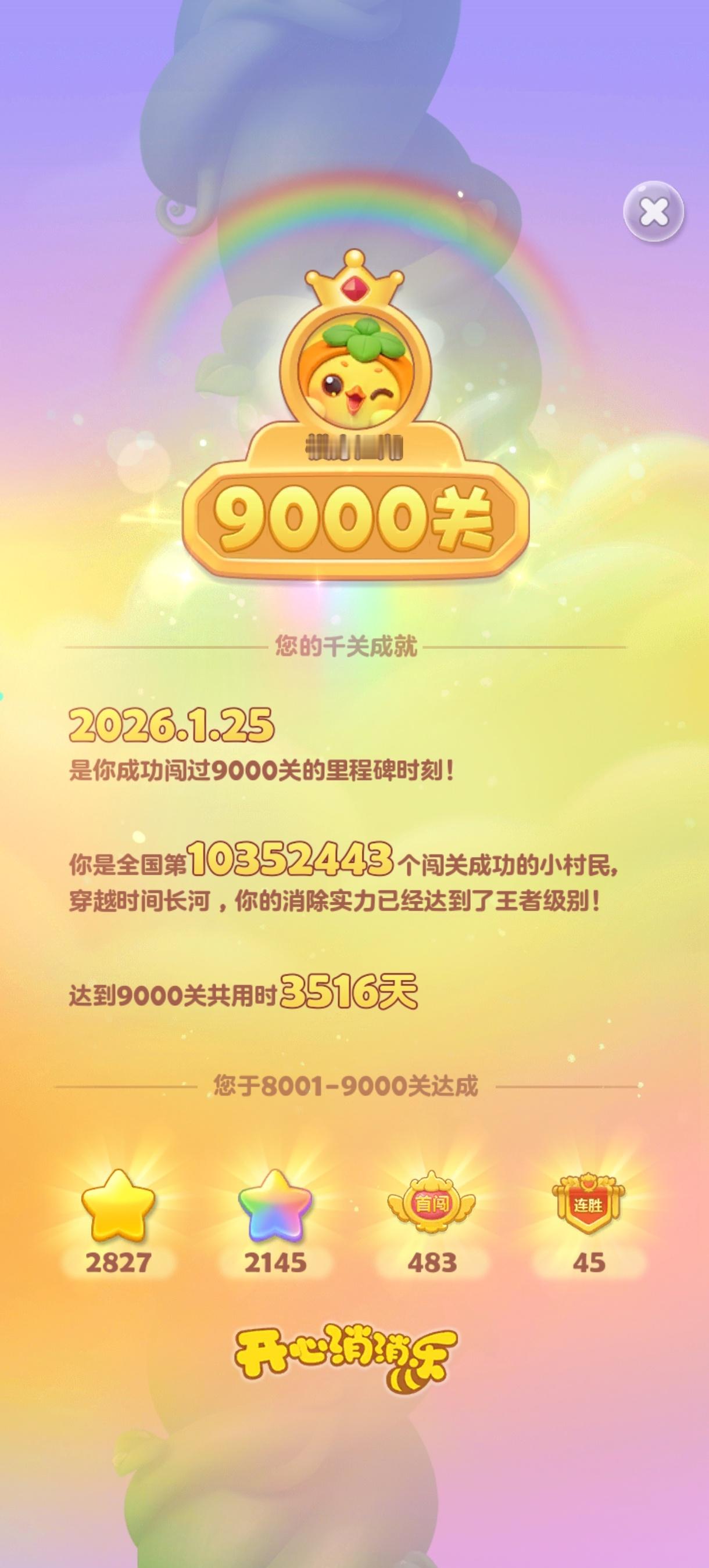 9000大关达成！