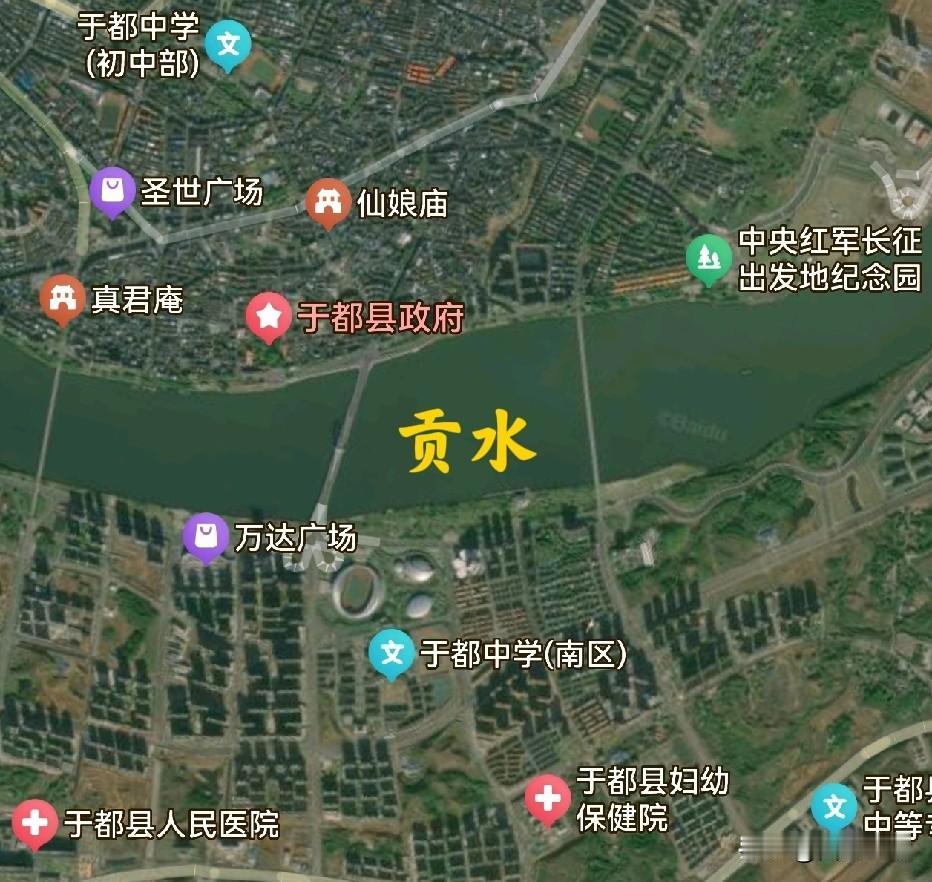 发现没有？江西的城市无论大小，都有一个共同特点，都有一条江，依江而建。在于都，这