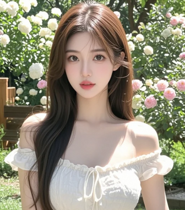 花影摇曳，她的姿态如诗如画